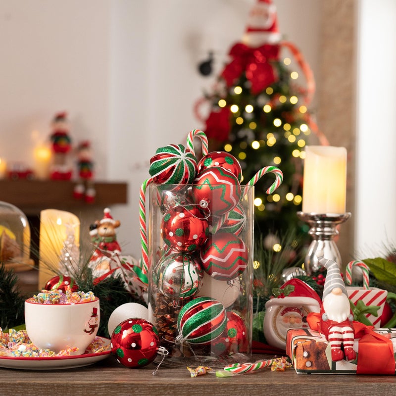 Valery Madelyn Christmas Ornaments Tree Decorations, 35ct Red Green White Shatterproof Large Christmas Ball Ornaments Set, 2.76 Inch Decorative Hanging Ornament Bulk for Xmas Holiday Party Decor - Image 3
